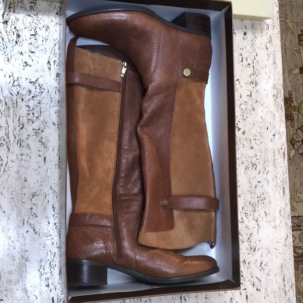 Franco Sarto brown leather suede boots sz 10